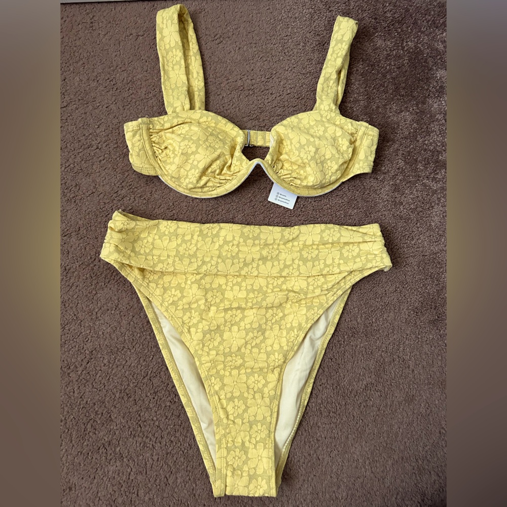 Cupshe x JoJo Fletcher Yellow Floral High Waist Bikini